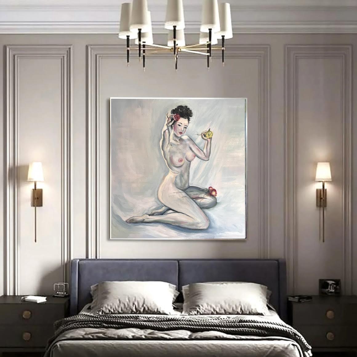 Figure with Roses Painting