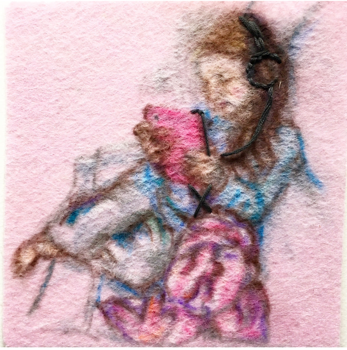 Pastel pencil on felt portraits