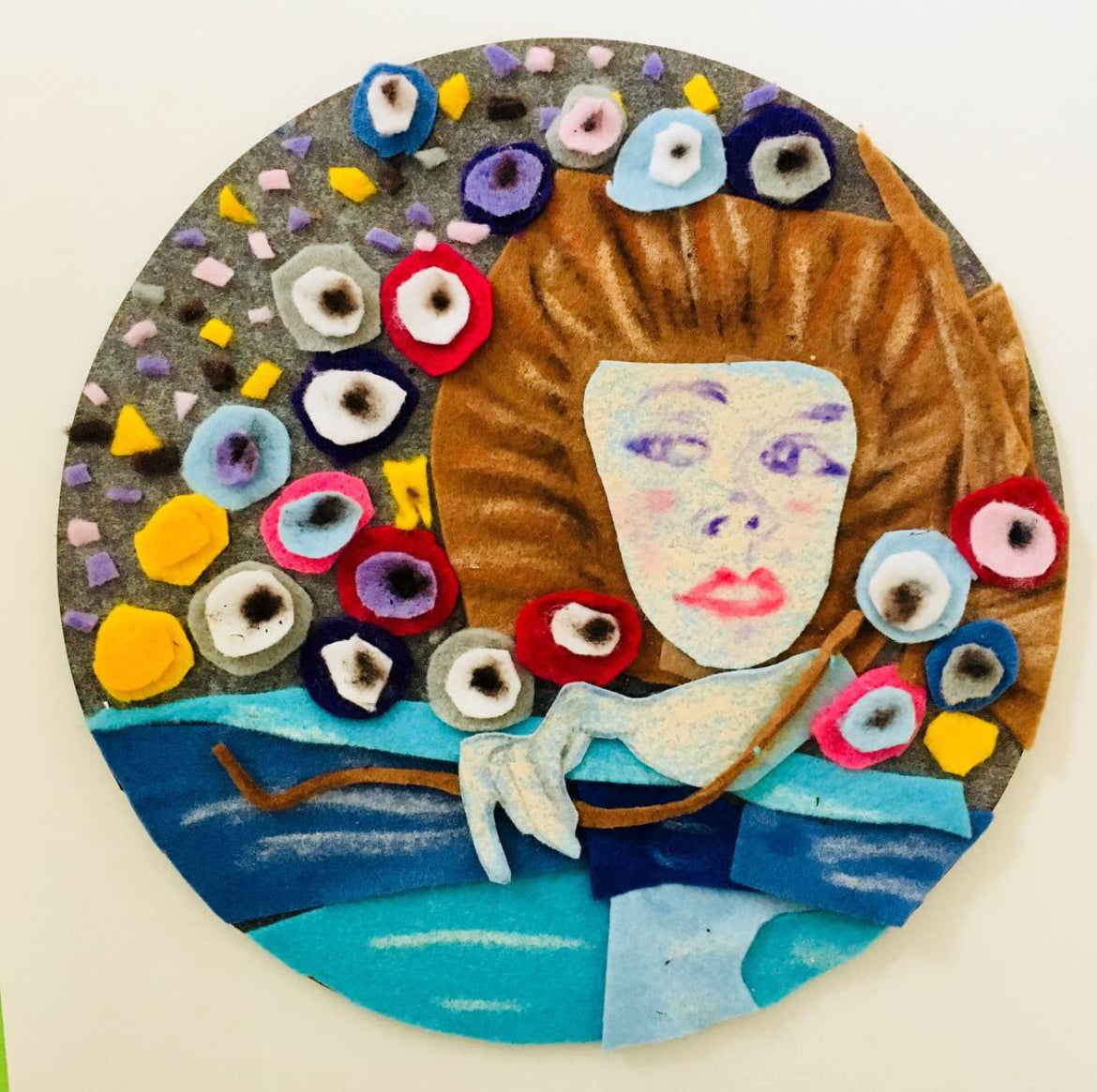 Pastel pencil on felt portraits